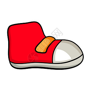 白色背景孤立的红红色漫画男孩靴子图片