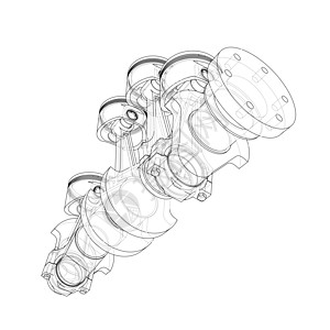 发动机活塞轮廓  3 的矢量渲染运动生产技术加工插图曲柄机器中风机械速度图片
