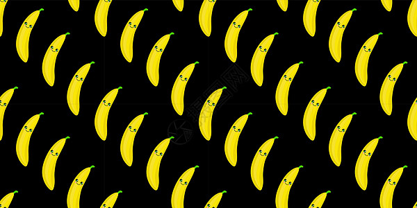 SEAMLESS模式异国水果香蕉 有趣的可爱脸孔 厨房纺织或包装纸图片