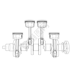 发动机活塞轮廓  3 的矢量渲染速度燃料凸轮机器合金戒指力量曲轴金属插图图片