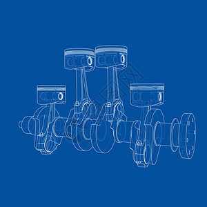 发动机活塞轮廓  3 的矢量渲染中风车辆草图机器速度卡车曲轴燃料汽车圆柱图片
