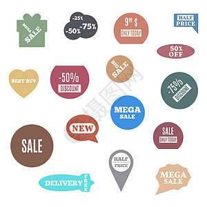折扣和销售矢量图的彩色标签集质量零售商业送货丝带营销购物标签网店晋升图片