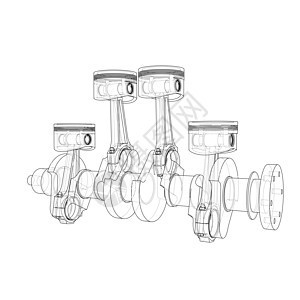 发动机活塞轮廓  3 的矢量渲染力量曲柄工具凸轮阀门运动配饰圆柱车辆卡车图片