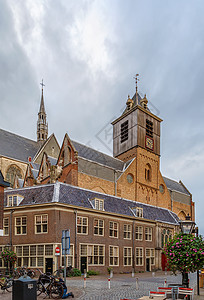 荷兰莱顿Hooglandese教堂教会建筑学建筑城市场景天空旅游遗产巷子历史性图片