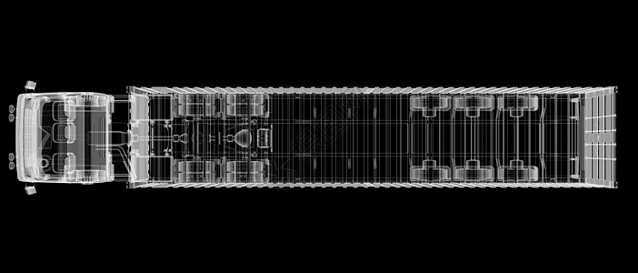 黑色背景半拖车的重型卡车X光片运输载体空白轮子插图货物坡度车辆汽车船运图片