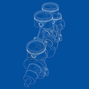 发动机活塞轮廓  3 的矢量渲染曲柄凸轮速度车辆机械戒指中风生产草图技术图片