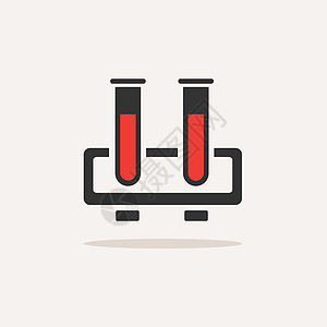 带有血液和阴影的医学试管图标图片
