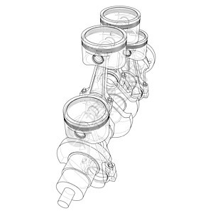 发动机活塞轮廓  3 的矢量渲染卡车机器技术配饰插图车辆齿轮机械力量曲柄图片