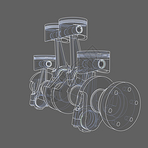 引擎活塞大纲 3D 插图运输曲柄曲轴机械金属卡车燃烧车辆合金速度图片