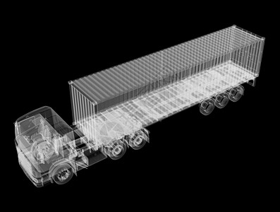 黑色背景半拖车的重型卡车X光片物流空白货物商品车辆载体工业送货货运运输图片
