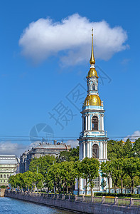 圣尼古拉斯海军大教堂 俄罗斯圣彼得堡运河旅游风格宗教建筑学旅行天空观光建筑蓝色图片