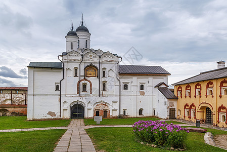 俄罗斯修道院地区地标建筑白色宗教建筑学历史寺庙圆顶图片