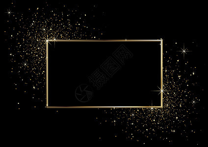金框架和金色闪光的黑色背景黑背景图片
