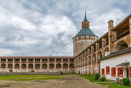 俄罗斯修道院历史旅行画廊石头纪念碑堡垒天空建筑学庭院地区图片