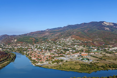 格鲁吉亚Mtskheta之景历史旅游遗产天空教会建筑学大教堂天线文化建筑图片