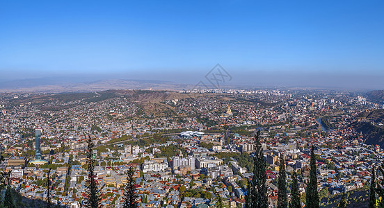 格鲁吉亚第比利斯的见解旅行天空地平线蓝色建筑首都建筑学城市天线旅游图片