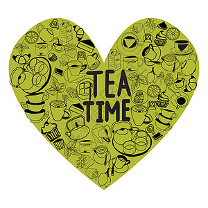 手工绘制的茶叶主题图标矢量图集高清图片