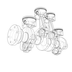 发动机活塞轮廓  3 的矢量渲染中风机器车辆速度机械阀门插图燃料工具燃烧图片