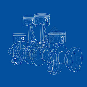 发动机活塞轮廓  3 的矢量渲染草图机械金属曲轴生产合金曲柄齿轮车辆汽车图片