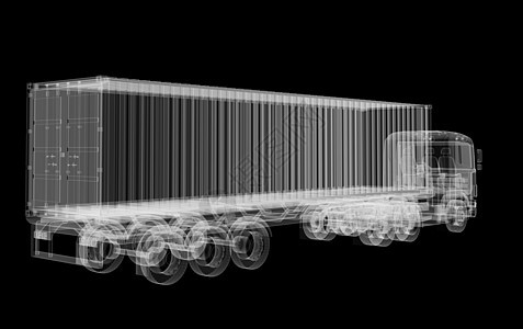 黑色背景半拖车的重型卡车X光片货车载体商品x光送货仓库轮子坡度船运汽车图片