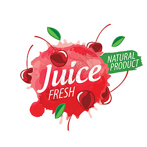 樱桃汁在白色背景上的矢量标志飞溅插图打印饮食水果标签刷子果汁生态食物浆果图片
