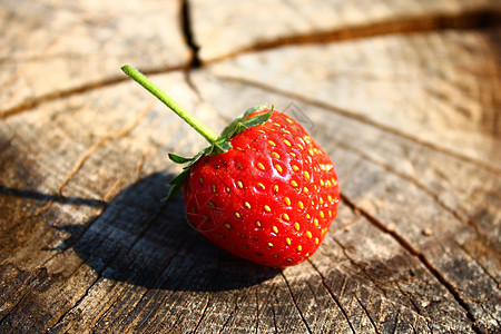 a 风湿树干上的草莓收成生活方式水果食物收获木头甜点红色维生素木结构图片