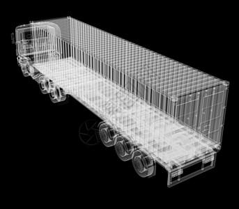 黑色背景半拖车的重型卡车X光片船运货运仓库x光车辆轮子运输货物汽车工业图片