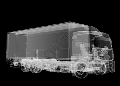 在黑色背景上的卡车 x 射线货物船运运输货运玻璃臭氧数字化燃料货车x射线图片