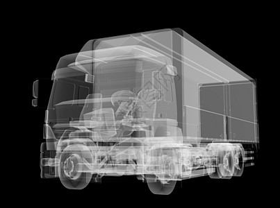 在黑色背景上的卡车 x 射线x光宏观汽车物流臭氧运输交通速度货物数字化图片