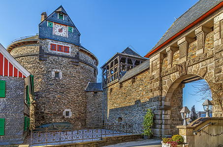 德国Burg Castle吸引力蓝色建筑学天空地标建筑旅行游客历史性旅游图片