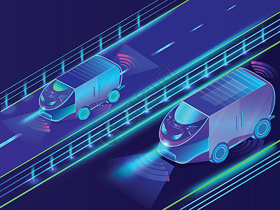 未来自主汽车 汽车公共汽车和U型汽车的现代化技术背景图片
