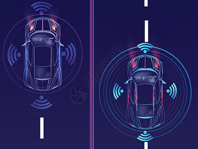 遥感的顶端景象 城市长冠上汽车车雷达机器人车辆旅行上网跑车传感器技术智力驾驶仪图片