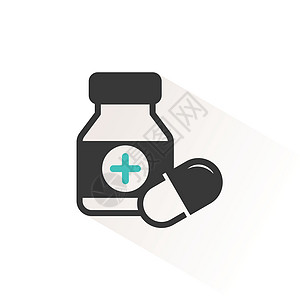 Capsules 瓶装胶囊 配有蜜色树荫的药品颜色图标 药剂和药物矢量说明图片