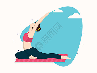 国际瑜伽日庆祝会背景设计摘要 610 3瑜伽姿势插图女士海报训练横幅世界庆典平衡图片