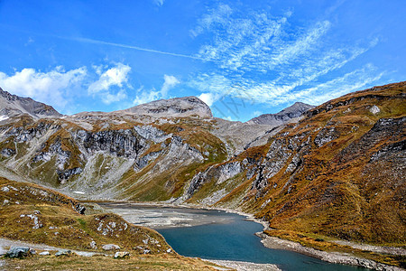 美丽的高山 清新洁净的空气 山顶终年积雪 失焦 风景如画的地方放松和爬山 高山湖泊图片