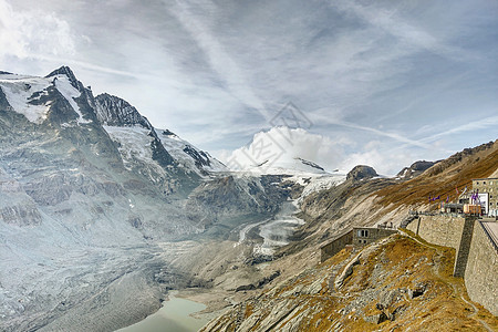 美丽的高山山脉 位于奥地利山的顶部 新鲜干净的空气 自然背景 山顶终年积雪 失焦天空山脉远足蓝色石头旅游高山公园国家山峰图片