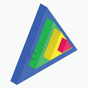 3D 色彩多彩的外形金字塔元素等量度公司损失营销经济进步利润三角形等距数据推介会背景图片