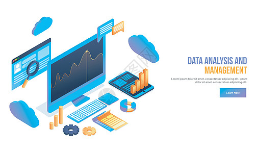 基于数据分析和管理概念的 3D 插图 des组织网页桌面公司信息展示图表商业条状职场图片