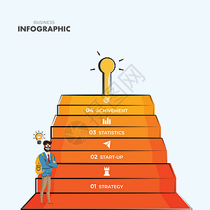 商务人士站在楼梯上向目标前进 战略 启动 圣图片