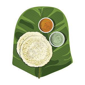 卡纳塔克邦菜 Neer Dosa 配酸辣酱和香蕉叶水鹿图片