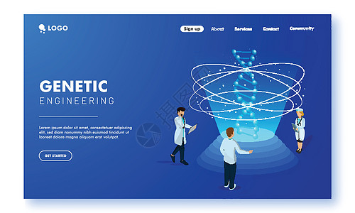 基因工程概念登陆页面设计  DNA纳米技术图片