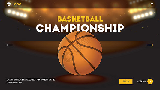 篮球锦标赛概念基于着陆页面设计 真图片