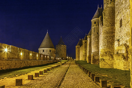 法国卡尔卡松大学城市天空堡垒旅行地标历史旅游遗产石头建筑学图片