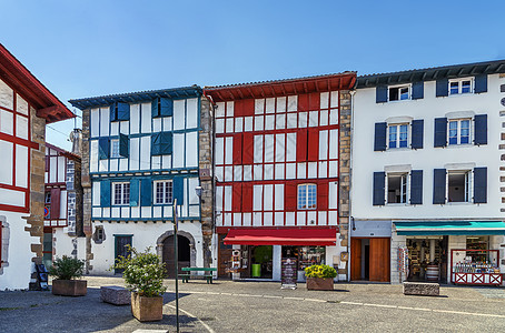 法国比利牛斯大西洋埃斯佩莱特街劳工胡椒建筑学村庄红色旅行房子假期旅游国家图片