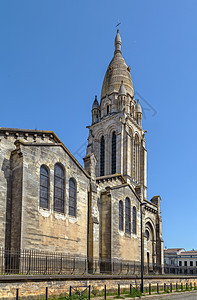圣玛丽德拉巴斯提德教堂 法国博尔德乌瓦克斯教会建筑蓝色阳光宗教尖塔旅游石头地标建筑学图片