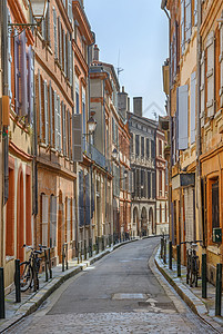 法国图卢兹街假期红色旅行历史性房子景观历史旅游建筑城市图片