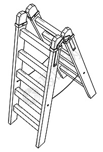 简易木梯装潢师装修工业阶梯楼梯服务爬梯工具插图木头图片