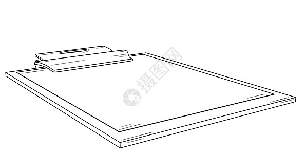 带金属夹和白纸的书写板空白商业床单笔记卡片协议文档笔记本木板会议背景图片