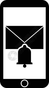 电子邮件通知图标的插图字形互联网技术平面设计戒指黑色邮件白色手机背景图片