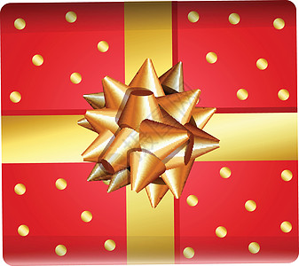带光泽金色丝带的礼品盒的顶部视图节日装饰礼物盒包装等距念日庆典惊喜生日红色图片